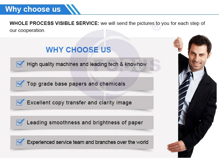 Rollo enorme de papel termal de la marca del foco; Proyección de imagen azul Imaging45GSM/48GSM/55GSM/58GSM/60GSM/65GSM/70GSM/80 negro G/M