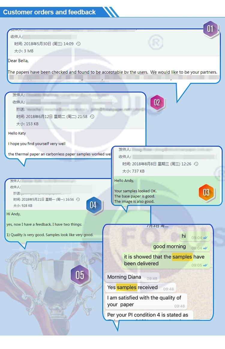 Rollo enorme de papel termal de la marca del foco; Proyección de imagen azul Imaging45GSM/48GSM/55GSM/58GSM/60GSM/65GSM/70GSM/80 negro G/M