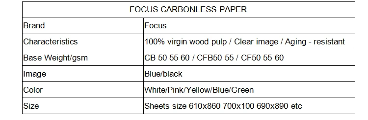 Azul de papel sin carbono del papel de NCR de la marca del foco/papel sin carbono de la proyección de imagen negra