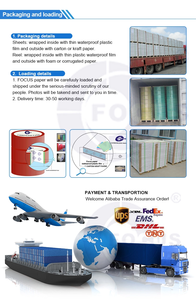 Papel de varias partes de alta calidad/barato/del color de imprenta del papel de /Carbonless del papel de NCR (ningún carbono requerido)/del papel duplicado